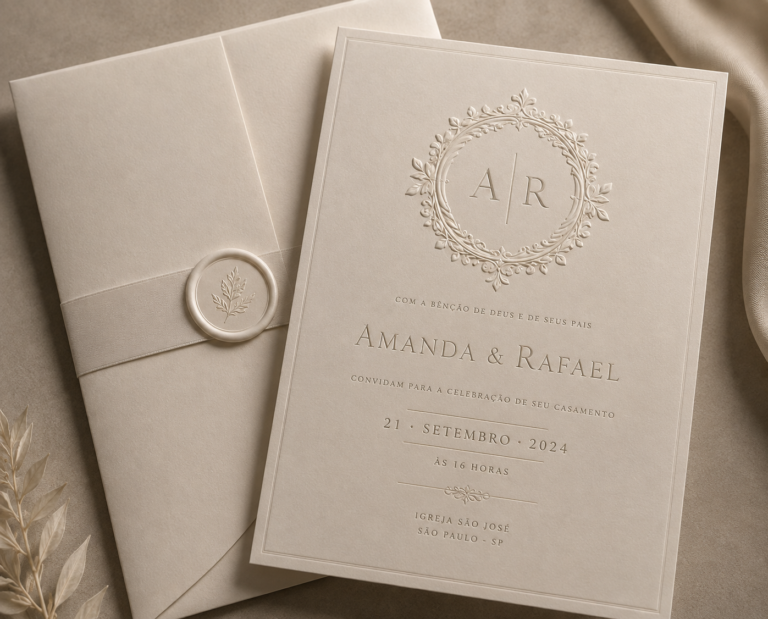Convites de Casamento Monocromáticos: Estilo, Engenharia de Papel e Design Editorial